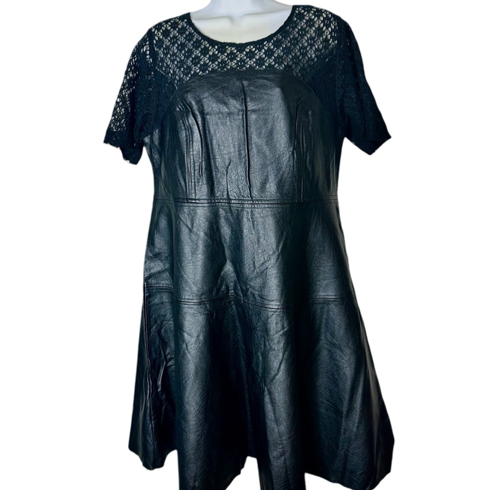 Lane Bryant Pu faux Leather and Lace Party Dress
